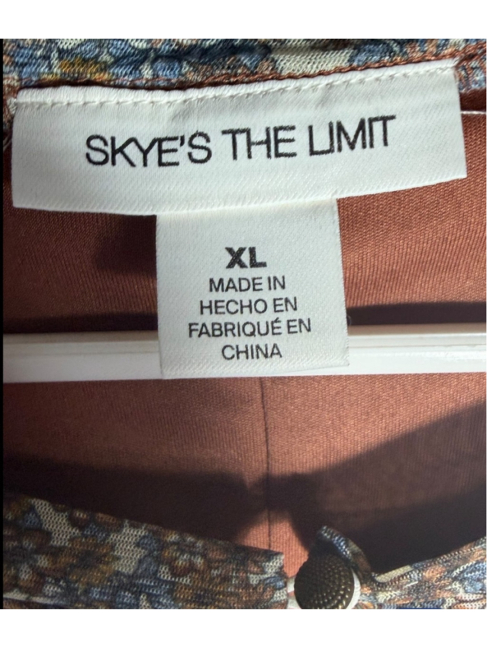 Women's SKYE'S THE LIMIT Short Sleeve Tee XL Brown Blue Floral cottagecore y2k - Picture 3 of 3